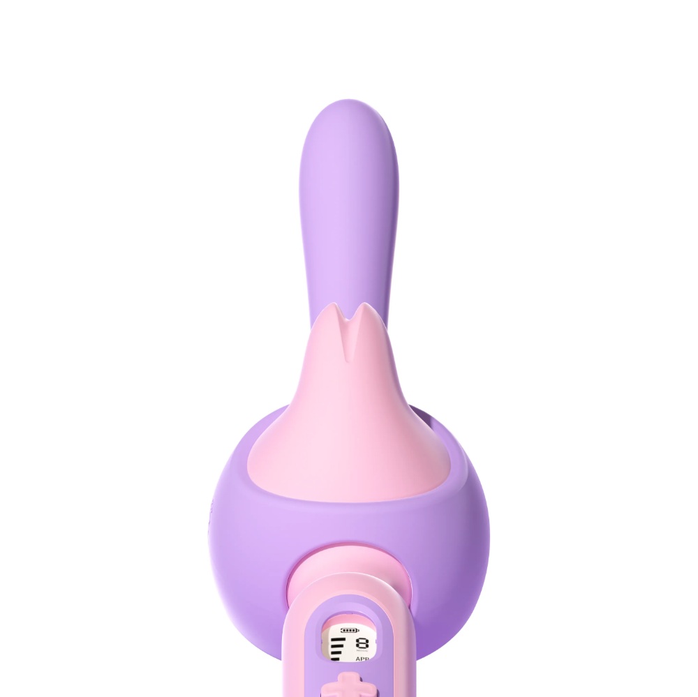 Close-up of rounded vibrating head with soft silicone texture and finish