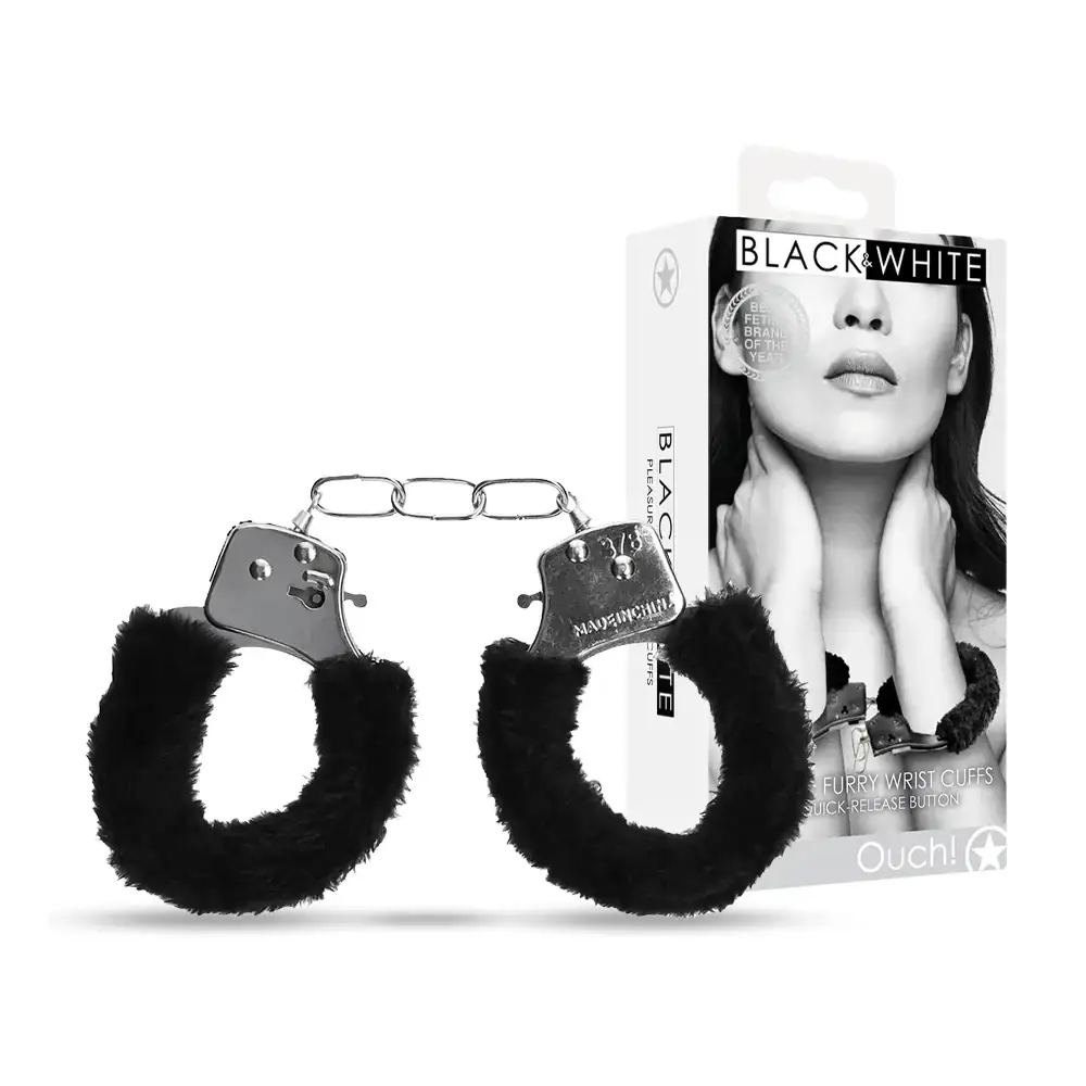 SHOTS Ouch! Beginner's Furry Hand Cuffs soft and adjustable restraint cuffs for safe and comfortable adult play Singapore