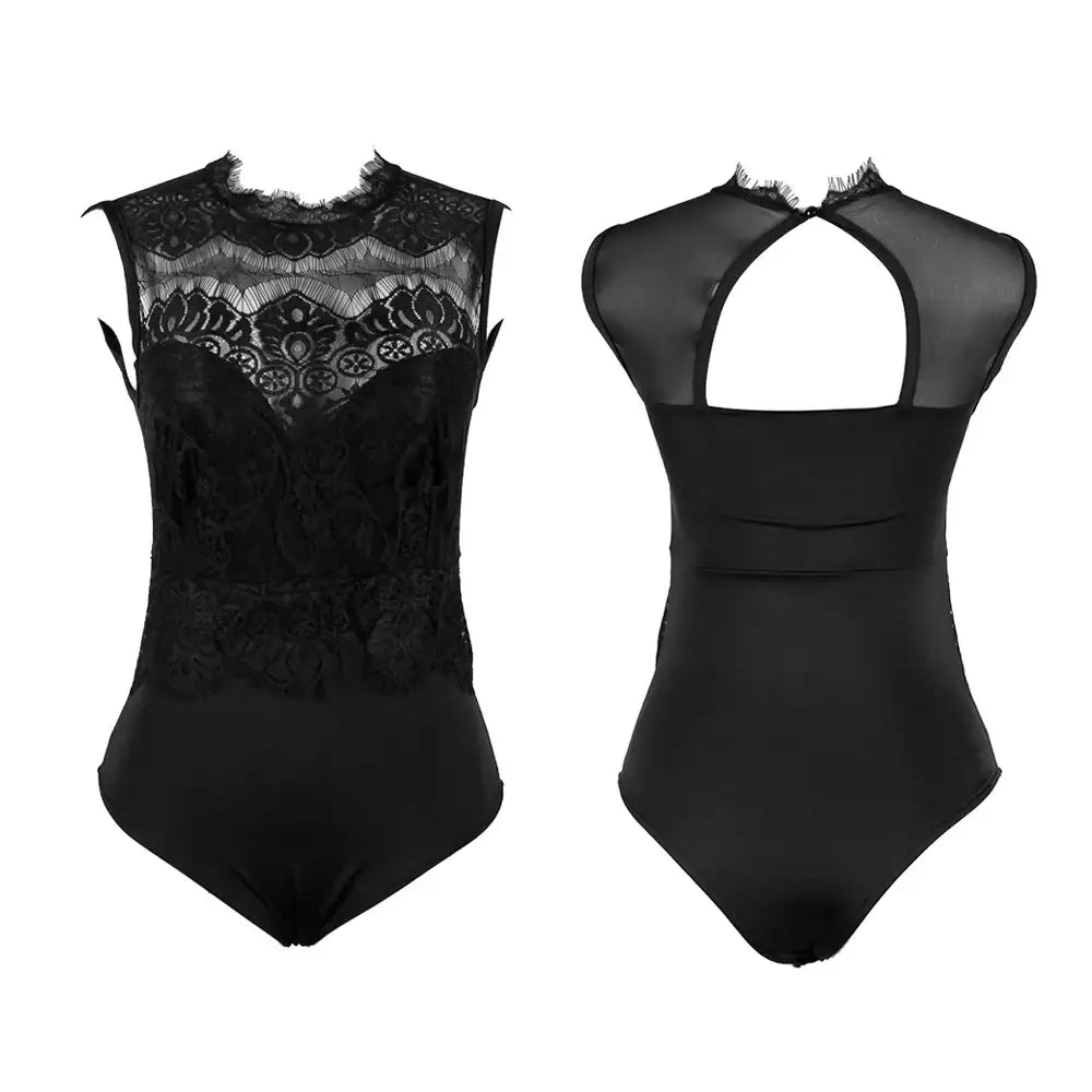Bodysuit - 1 Pc Lace Openable Crotch Sleeveless Bodysuit - Frisky Business Adult Sex Toys Shop