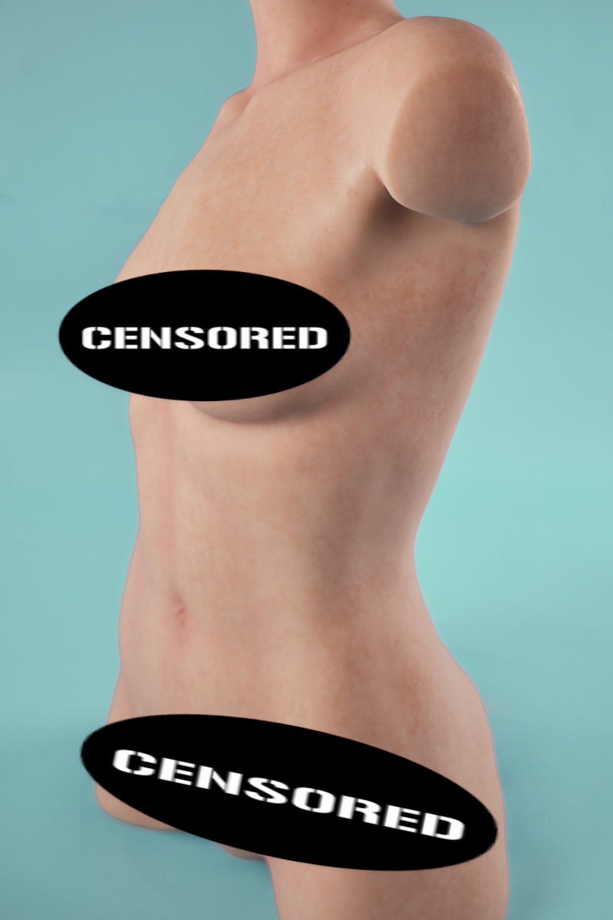 CLIMAX DOLL - ULW 661# Silicone Torso (Natural) – right-side profile without dress, full torso silhouette and natural skin tone