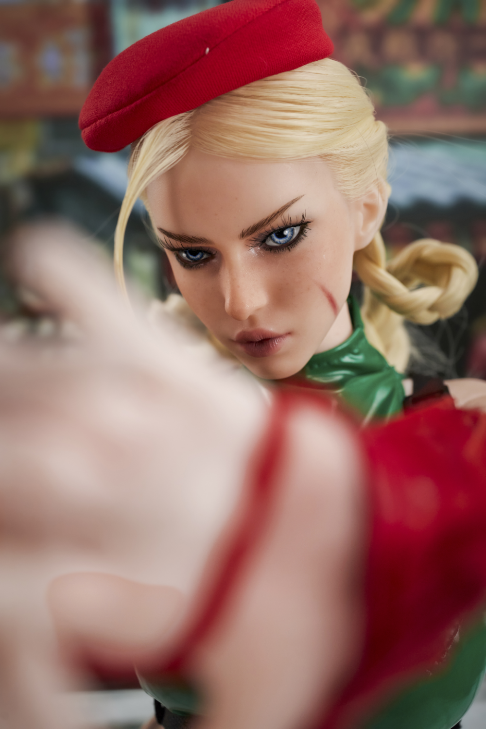 CLIMAX DOLL Mini Si70cm KA Silicone - Freya wearing a red beret and green outfit.