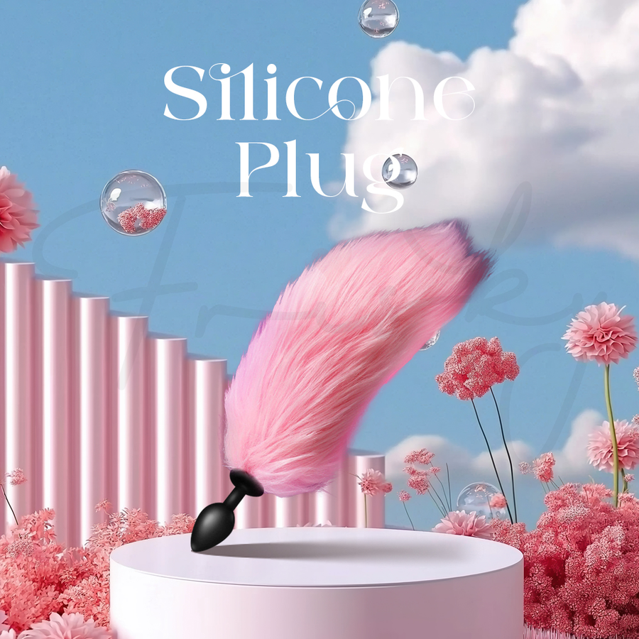 Tail with silicone plug option displayed against soft pastel background