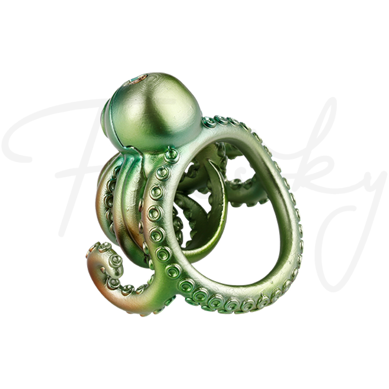 Octopus tentacle ring shown from the side on a plain white background