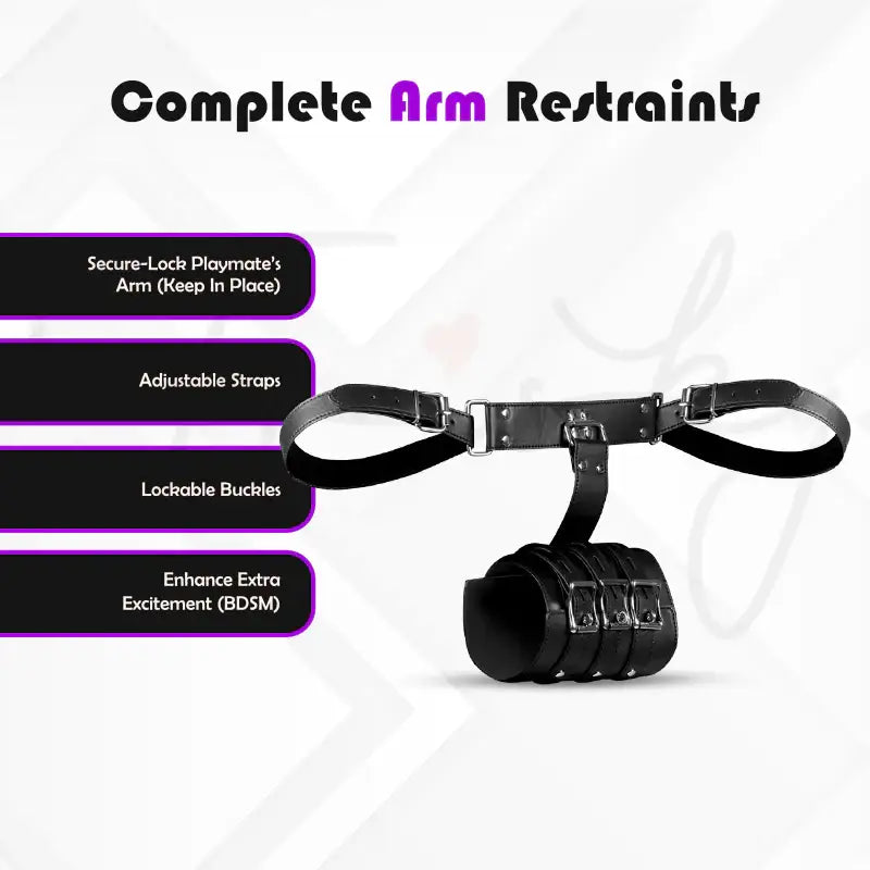 SHOTS Ouch! Complete Arm Restraints black durable bonded leather with reinforced stitching for secure and safe restraint Singapore