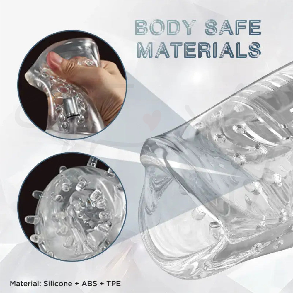Close-up of the Crystal Kiss set's body-safe material with water droplets, highlighting its skin-safe silicone construction