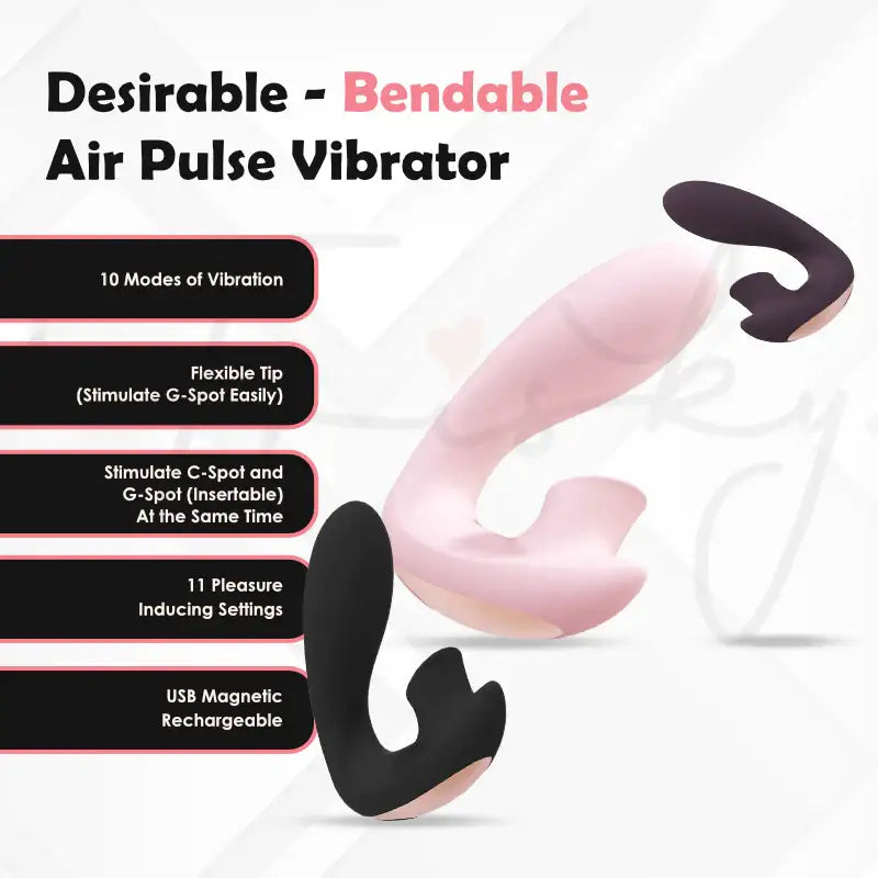 SHOTS - Desirable Bendable Air Pulse Vibrator - Pink - Frisky Business Adult Sex Toys Shop