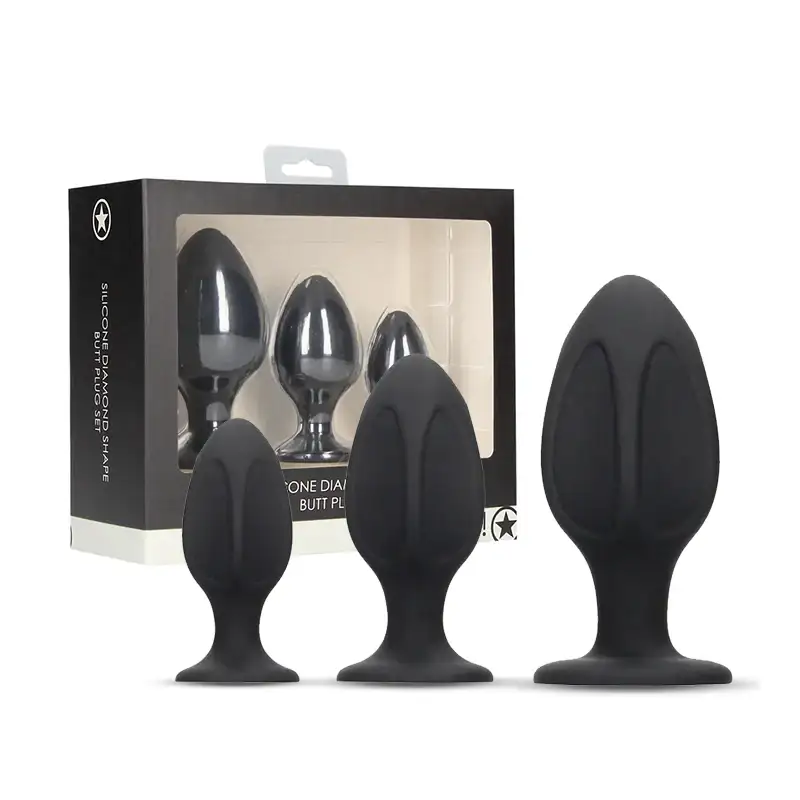 SHOTS Ouch! Diamond Shape Butt Plug Set three-piece tapered design for beginner to advanced adult play Singapore