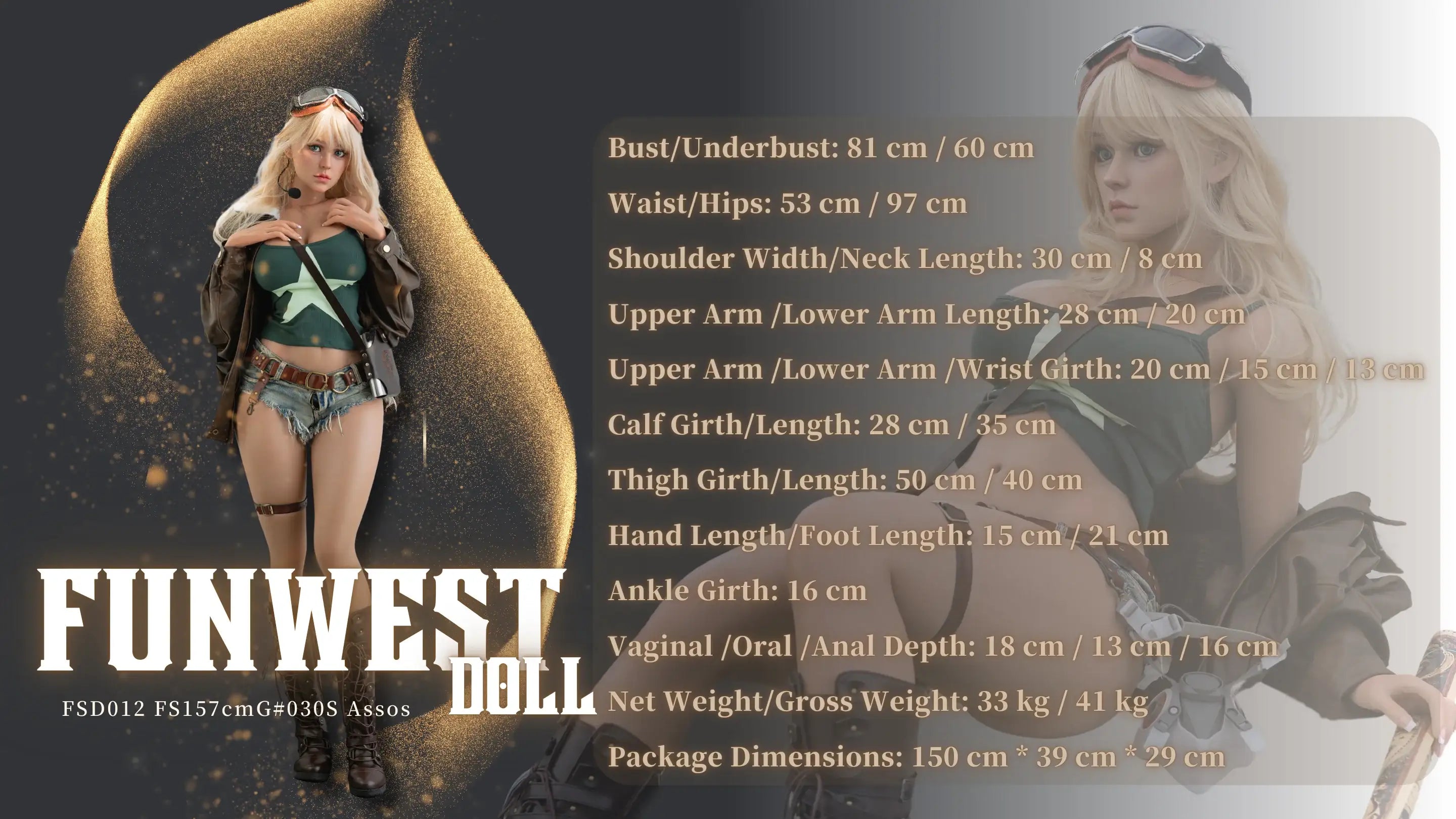 FunWest Doll 157 cm G Silicone - European Assos - Frisky Business Adult Sex Toys Shop