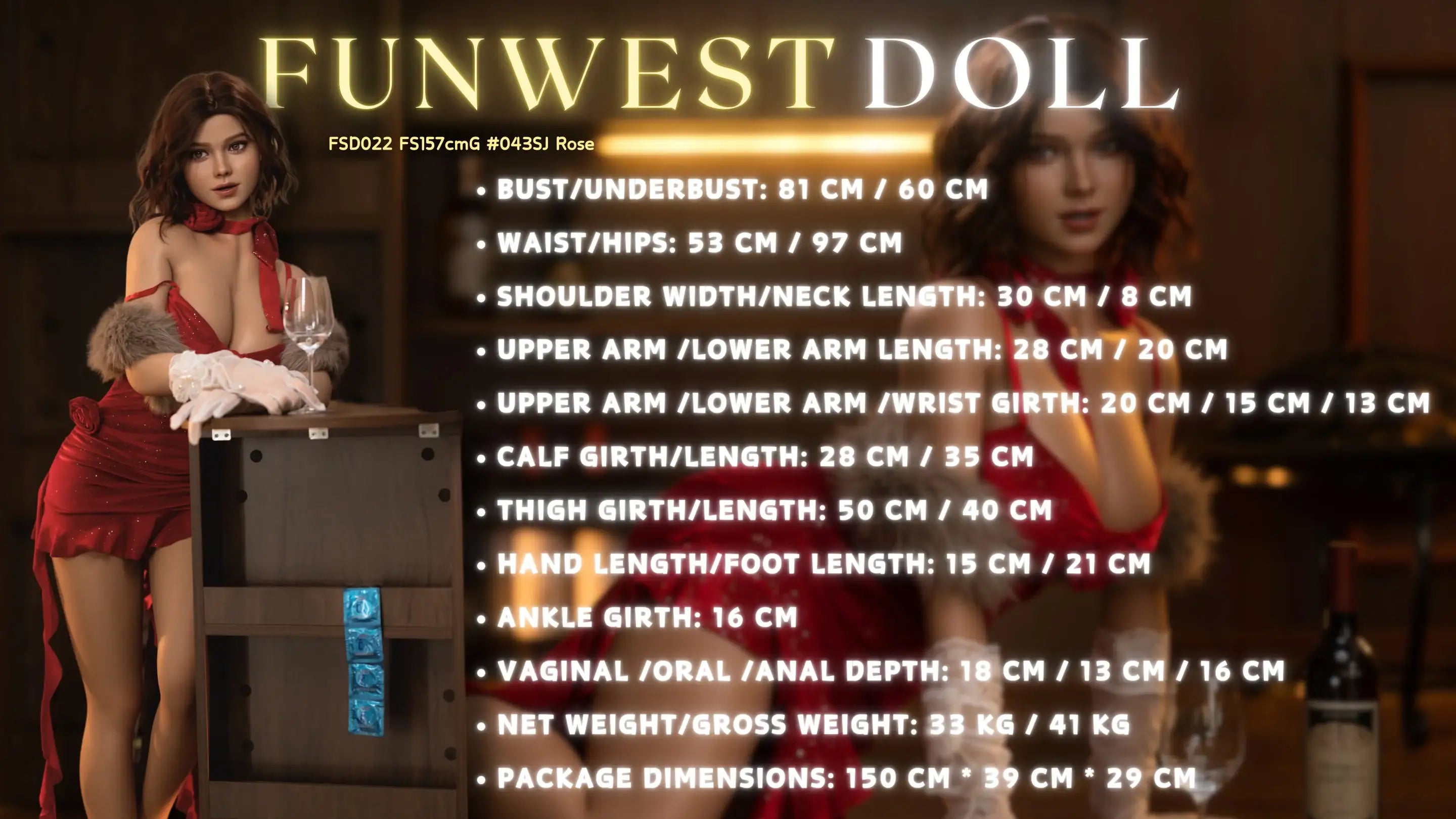 FunWest Doll 157 cm G Silicone - Rose - Frisky Business Adult Sex Toys Shop