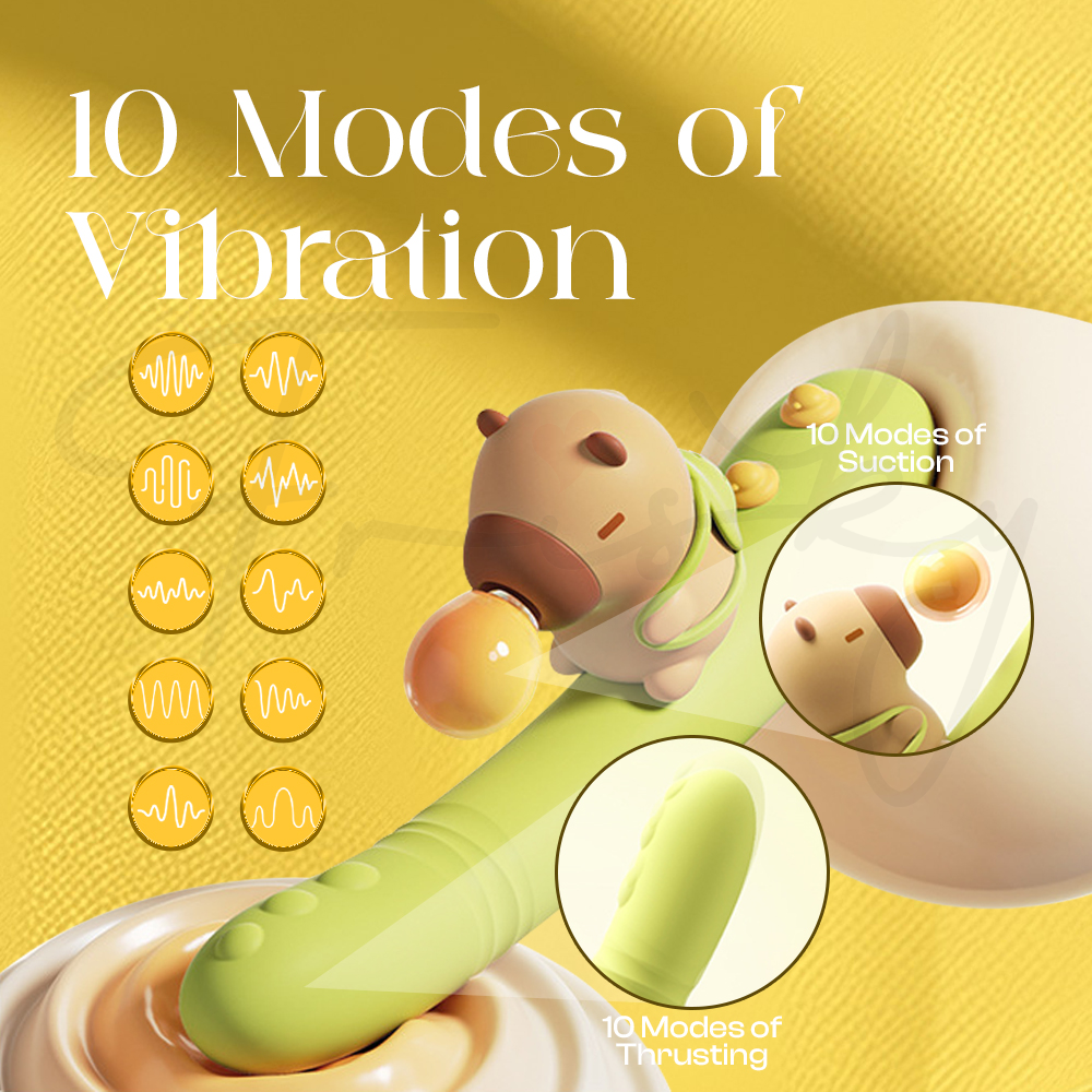 Close-up of vibrator suction head demonstrating multiple stimulation modes and textures