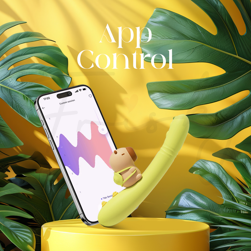 App-controlled vibrator shown with smartphone interface for remote control features