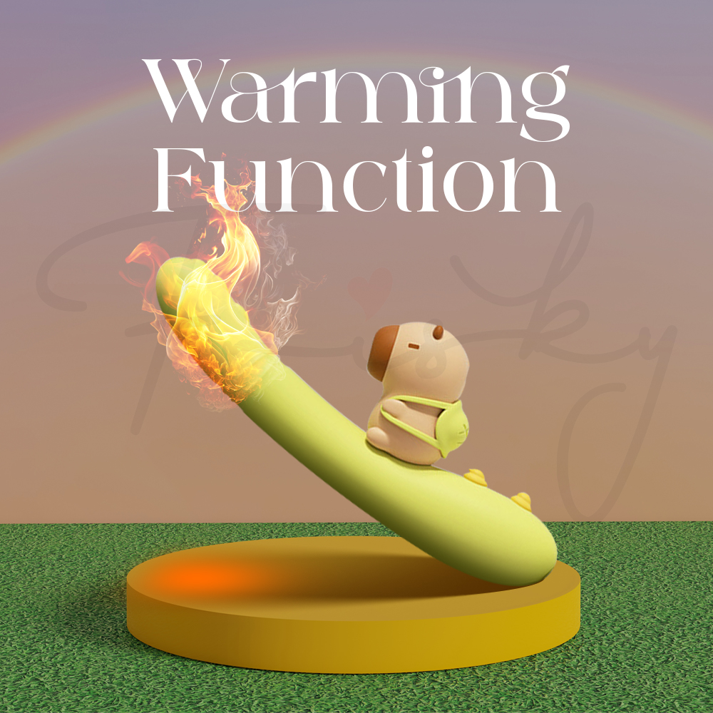 Warming feature illustration showing glowing tip of curved suction vibrator