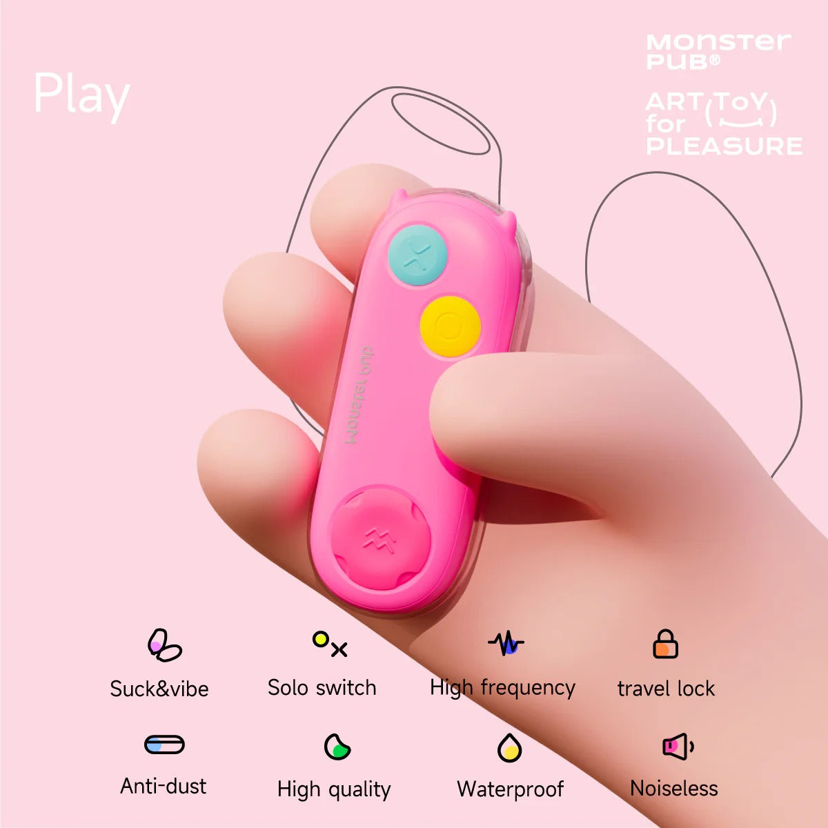 Hand holding compact remote control for dual egg vibrator with simple buttons