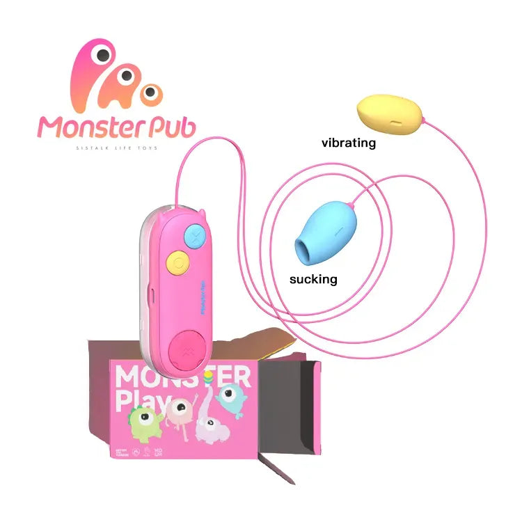 Dual egg vibrator system showing wireless connection between remote and vibrating eggs