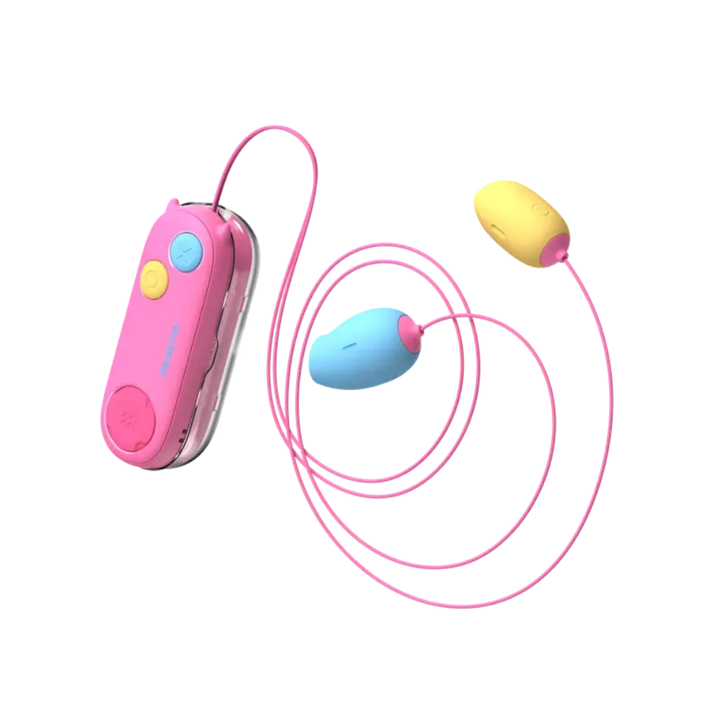 Dual vibrating eggs with motion lines indicating strong and consistent vibration