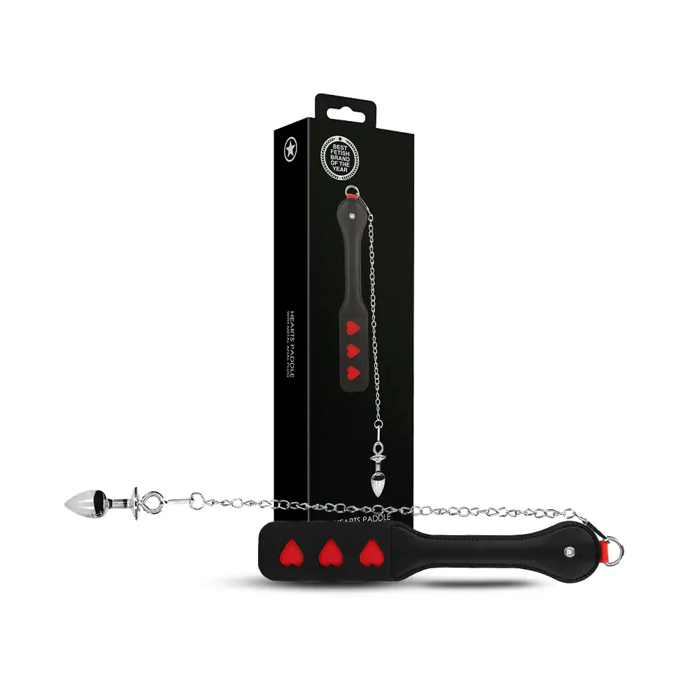 SHOTS Ouch! Hearts Paddle with Metal Anal Plug dual-purpose adult toy for impact and stimulation Singapore