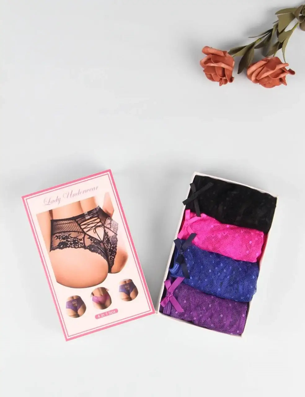 Panties - 4 in 1 Sexy High Waist Lace Strappy Panties - Frisky Business Adult Sex Toys Shop