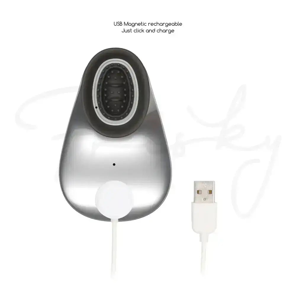 SHOTS Twitch Handsfree Suction and Vibration Toy Silver App controlled with customizable suction and vibration patterns for interactive adult play Singapore