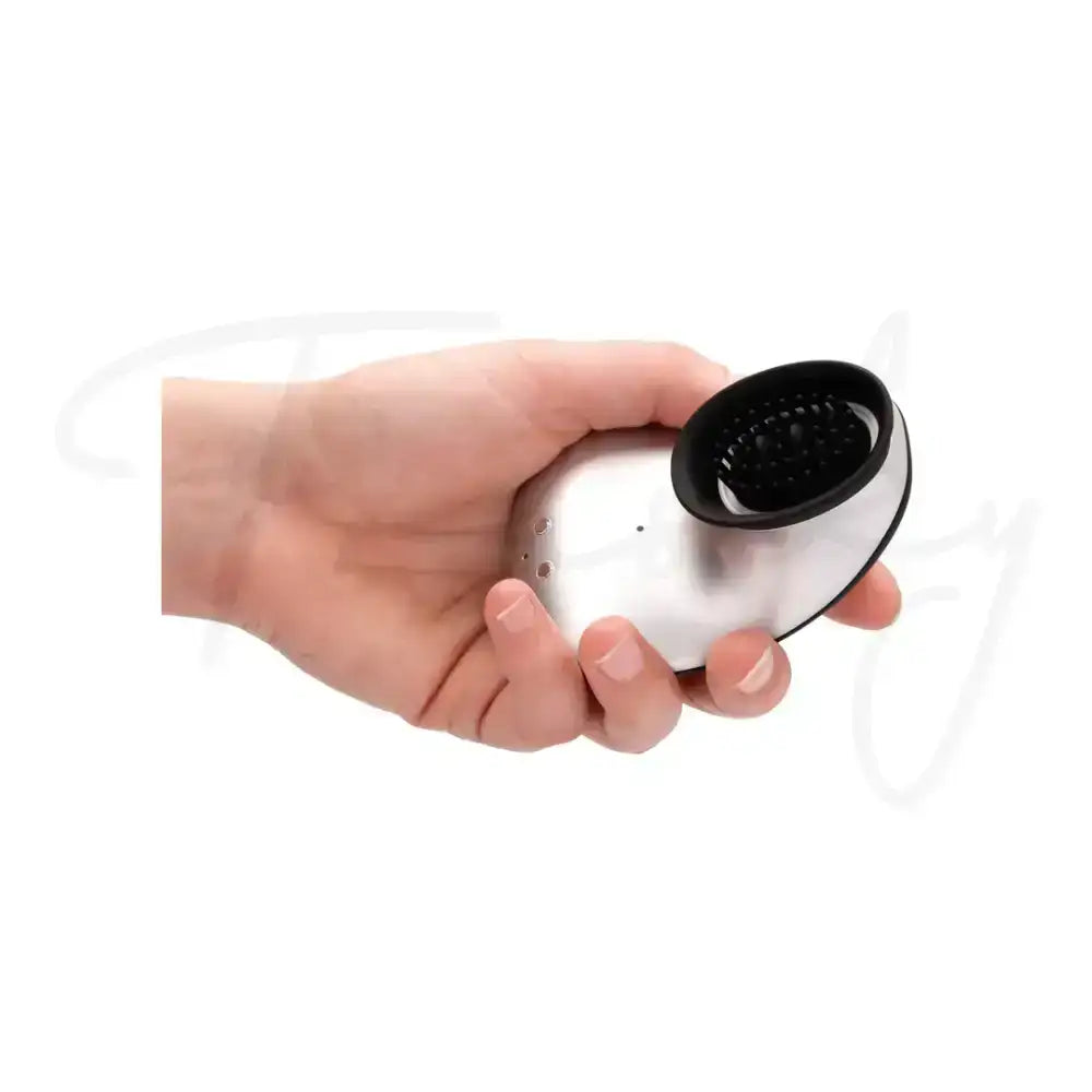 SHOTS Twitch Handsfree Suction and Vibration Toy Silver Bluetooth enabled for remote control and personalized stimulation sessions Singapore
