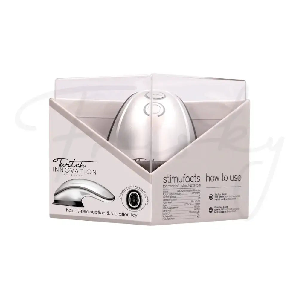 SHOTS Twitch Handsfree Suction and Vibration Toy Silver Lightweight and ergonomic for comfortable handling during solo or shared experiences Singapore