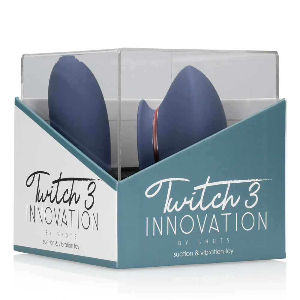 SHOTS - Twitch 3 Rechargeable Vibrator and Suction - Blue/Grey