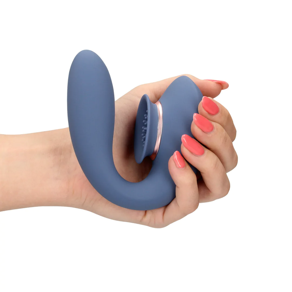 SHOTS - Twitch 3 Rechargeable Vibrator and Suction - Blue/Grey