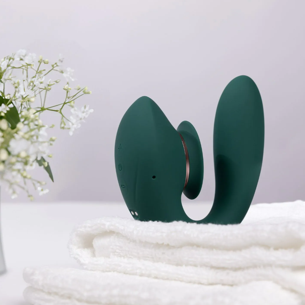 SHOTS - Twitch 3 Rechargeable Vibrator and Suction - Forest Green