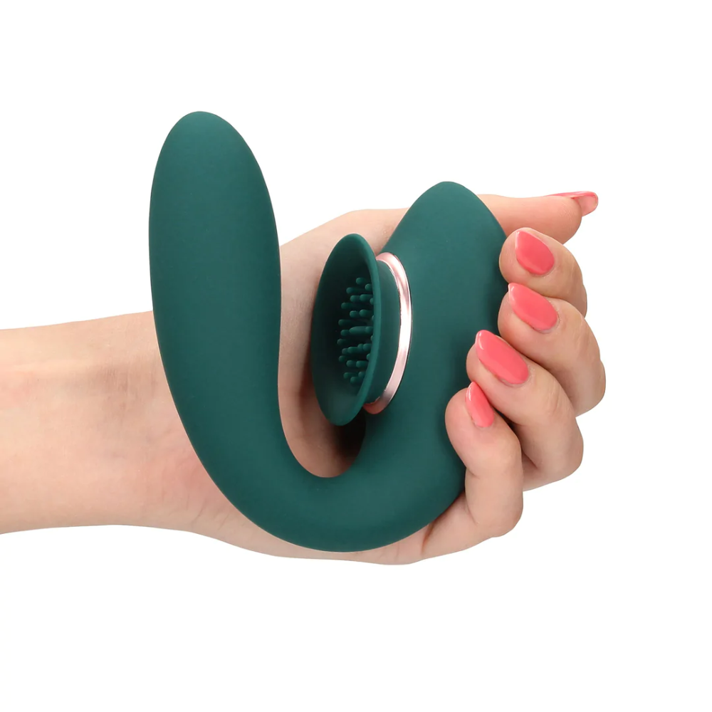 SHOTS - Twitch 3 Rechargeable Vibrator and Suction - Forest Green