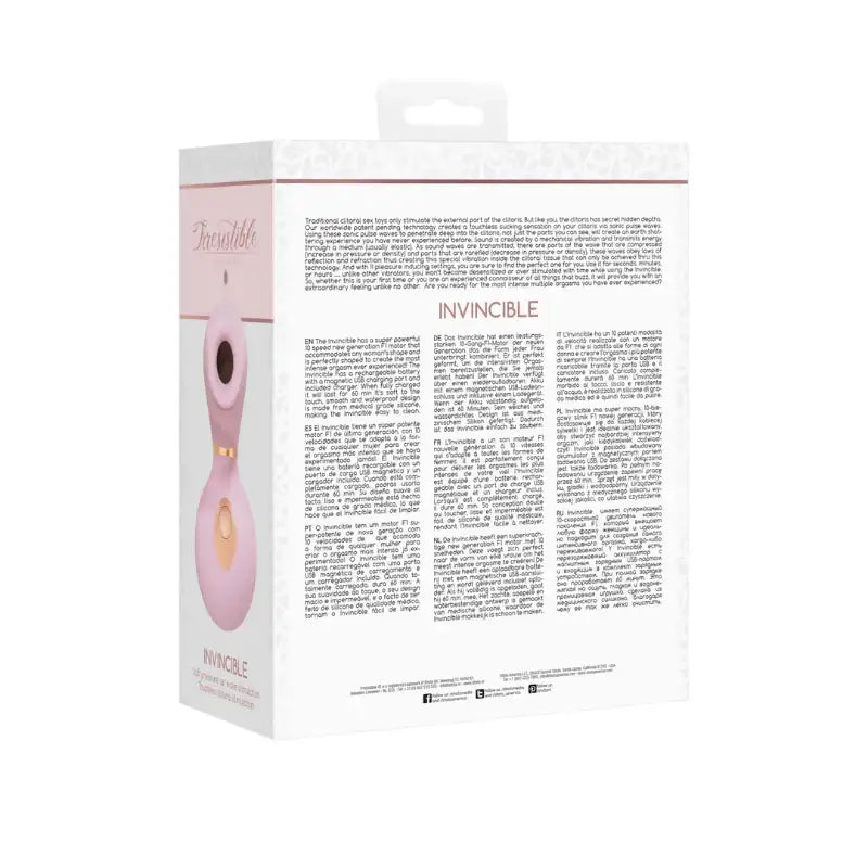 SHOTS Invincible Air Pulse Vibrator Pink Rechargeable pink silicone adult toy with modern design for stylish and practical use Singapore