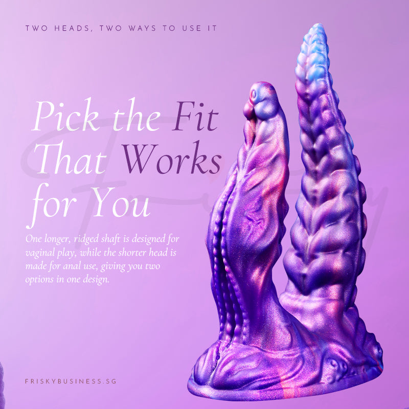 Kraken's Grasp: double tentacle dildo shown in different sizes, so you can pick the fit that suits you