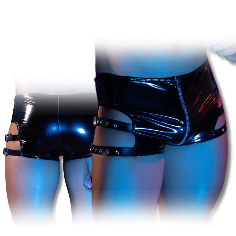 Skivvies - Sexy PU Leather Zipped and Hollow Male Underwear - Frisky Business Adult Sex Toys Shop