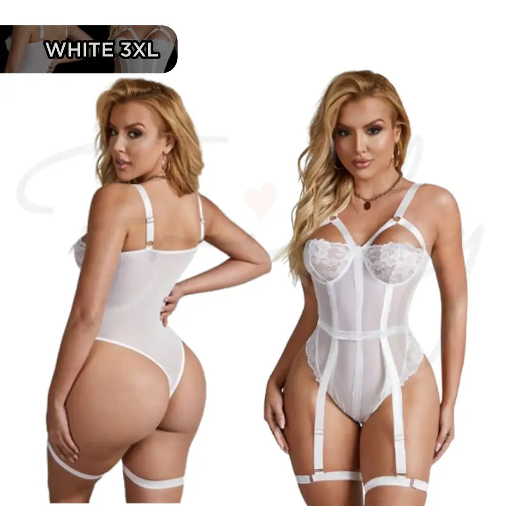 Teddy - 1 Pc Sexy Slim Lace Lingerie with Garter Leg Ring - Frisky Business Adult Sex Toys Shop