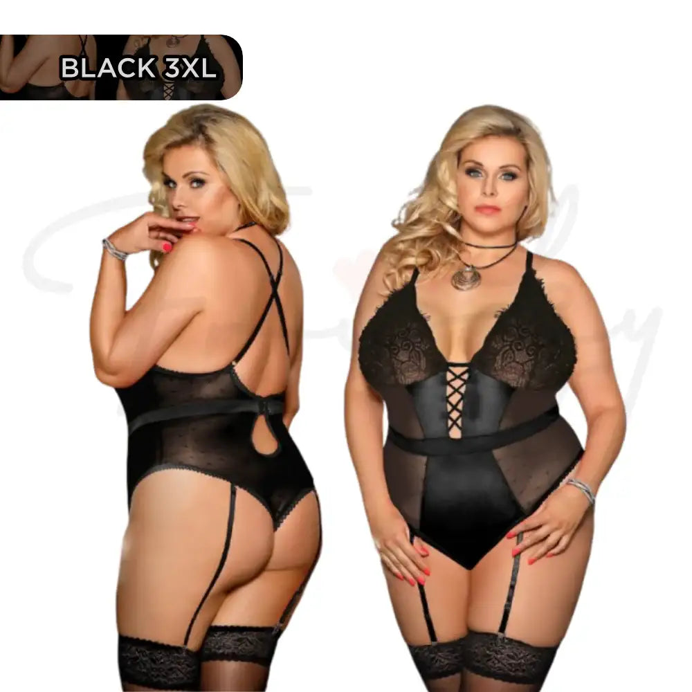 Teddy - 1 Pc Deluxe Satin Lace Lingerie with Garter - Frisky Business Adult Sex Toys Shop