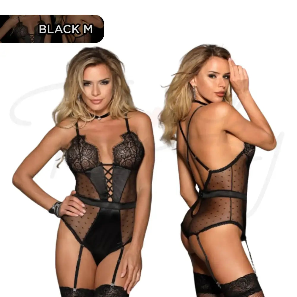 Teddy - 1 Pc Deluxe Satin Lace Lingerie with Garter - Frisky Business Adult Sex Toys Shop