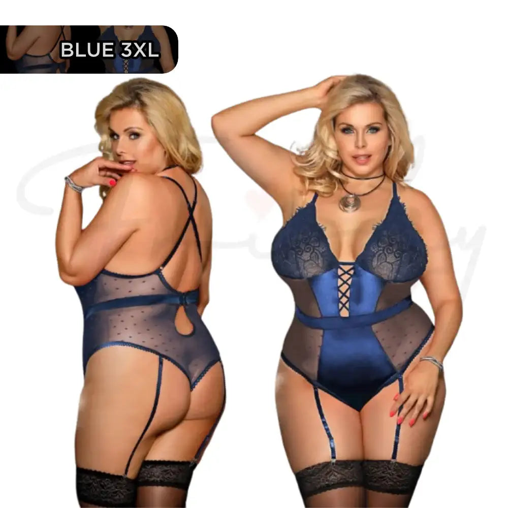 Teddy - 1 Pc Deluxe Satin Lace Lingerie with Garter - Frisky Business Adult Sex Toys Shop