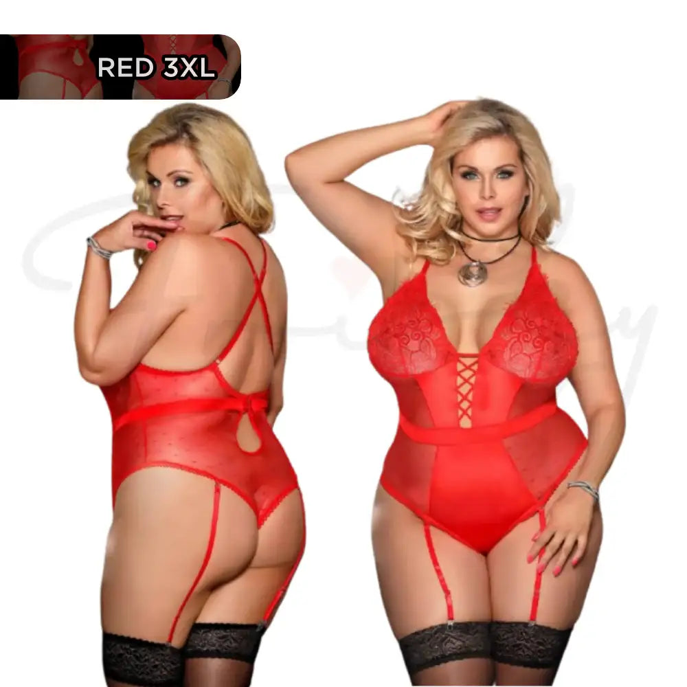Teddy - 1 Pc Deluxe Satin Lace Lingerie with Garter - Frisky Business Adult Sex Toys Shop