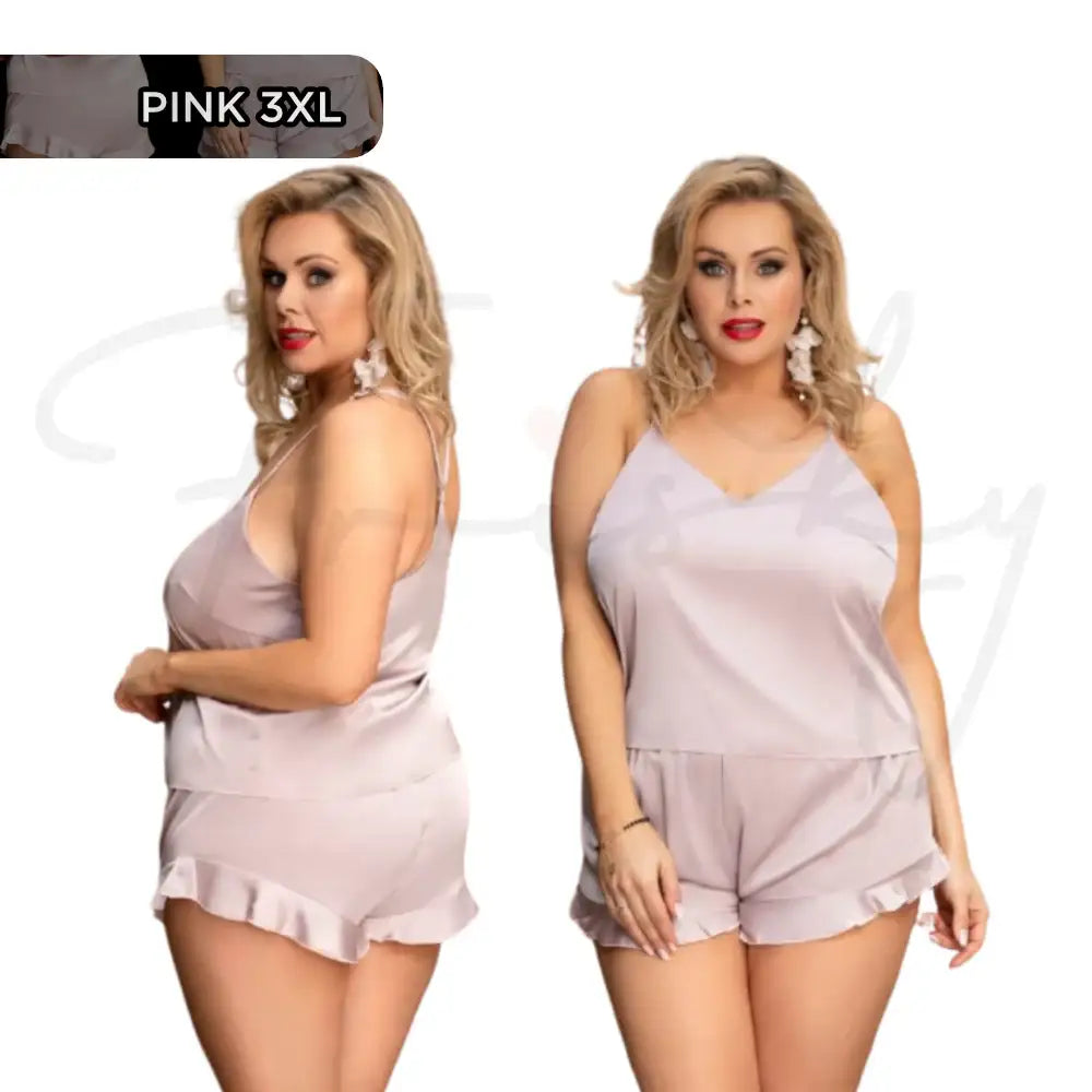 Cami Set - 2 Pcs Satin Chiffon Sleepwear with Short Pants - Frisky Business Adult Sex Toys Shop