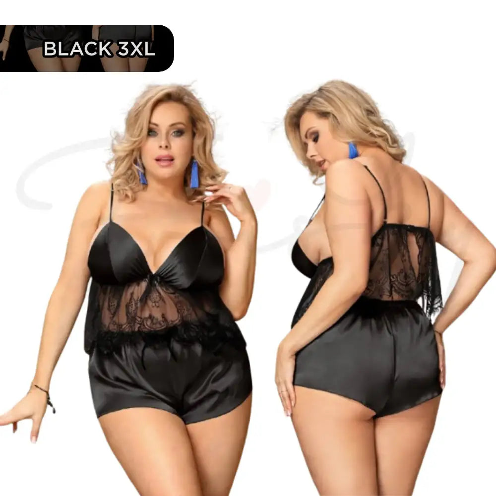 Cami Set - 2 Pcs Eyelash Silk Lace Camisole Sleepwear - Frisky Business Adult Sex Toys Shop