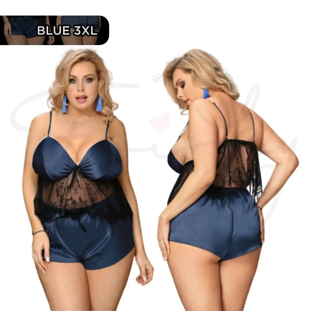 Cami Set - 2 Pcs Eyelash Silk Lace Camisole Sleepwear - Frisky Business Adult Sex Toys Shop