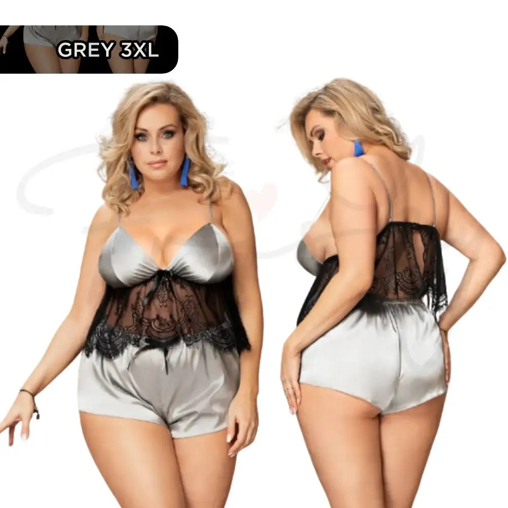 Cami Set - 2 Pcs Eyelash Silk Lace Camisole Sleepwear - Frisky Business Adult Sex Toys Shop