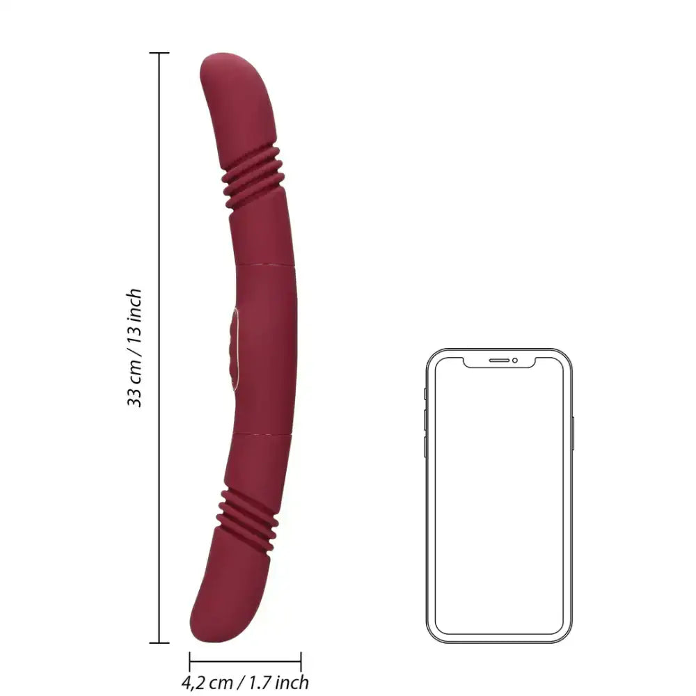 SHOTS Double-Sided Thrusting Vibrator Merlot Grape dual-ended ergonomic contours for targeted internal and external stimulation during adult play Singapore