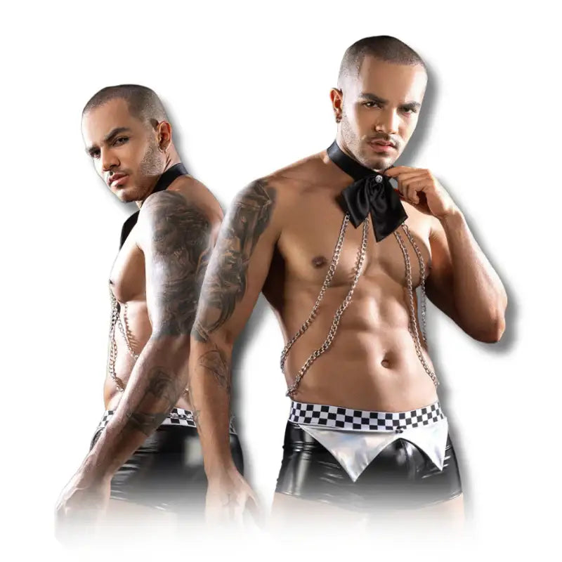 Gentsuit - 2 Pcs Waiter Fantasy Costume with Bowtie and Neck Chain - Frisky Business Adult Sex Toys Shop