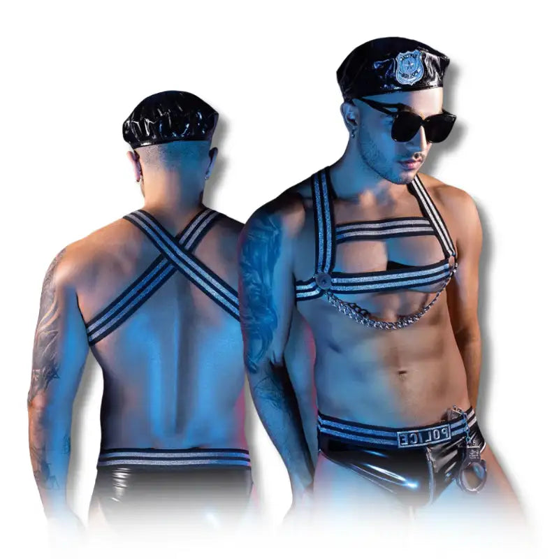Gentsuit - 5 Pcs Cop Costume Set with Sexy PU Leather Skivvy - Frisky Business Adult Sex Toys Shop