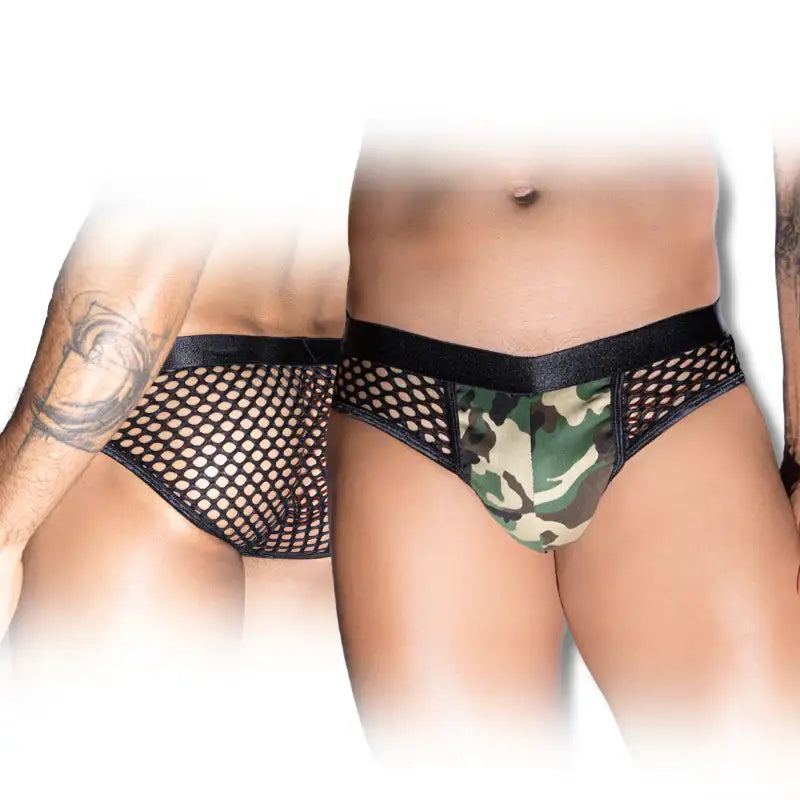 Skivvies - Army Green Fishnet Hollow Male Sexy Underwear - Frisky Business Adult Sex Toys Shop