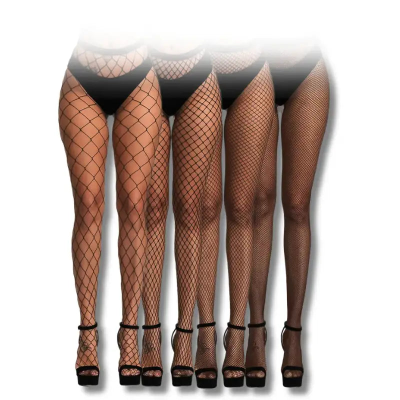 Stockings - 4 in 1 Black Fishnet Pantyhose Stockings - Frisky Business Adult Sex Toys Shop