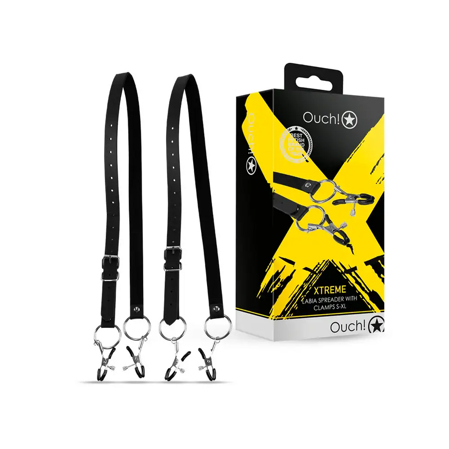 SHOTS Ouch! Labia Spreader with Clamps Black adjustable metal spreader with clamp attachments adult accessory Singapore