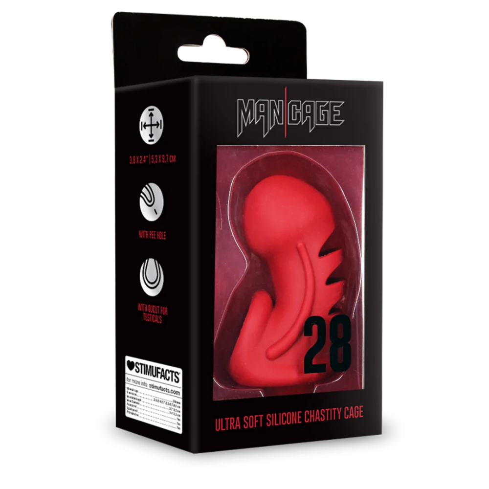 SHOTS - Model 28 Ultra Soft Silicone Chastity Cage - Red