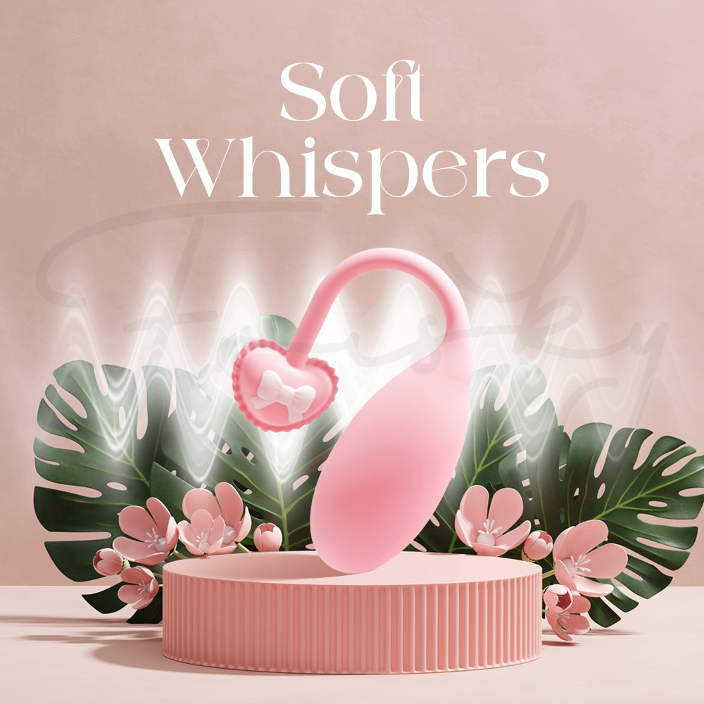 Soft whisper vibration feature highlighted with calming and gentle visual presentation
