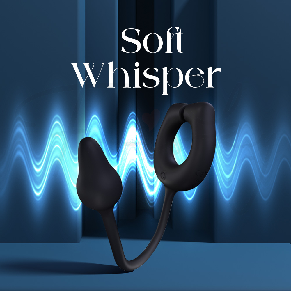 Quiet low-noise vibrating ring with plug illustrated by soft sound waves