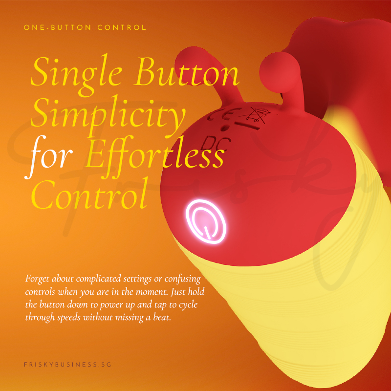 Close-up of the single control button on the stimulator's base